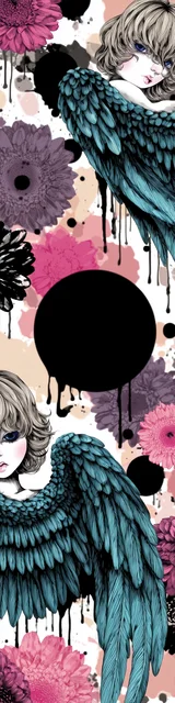 Free angel bookmark featuring angel twins with teal wings